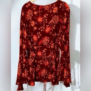 Vintage Button Front Tie Back V-neck Bell Sleeve Tunic Venezia Jeans